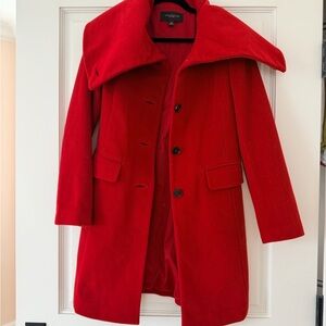 Ann Taylor Vibrant Red Jacket with Oversized Collar